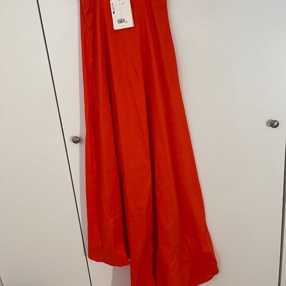 Cos Atelier The V-Neck Linen Maxi Dress - Bright Orange NWT retail $290 - Picture 8 of 16